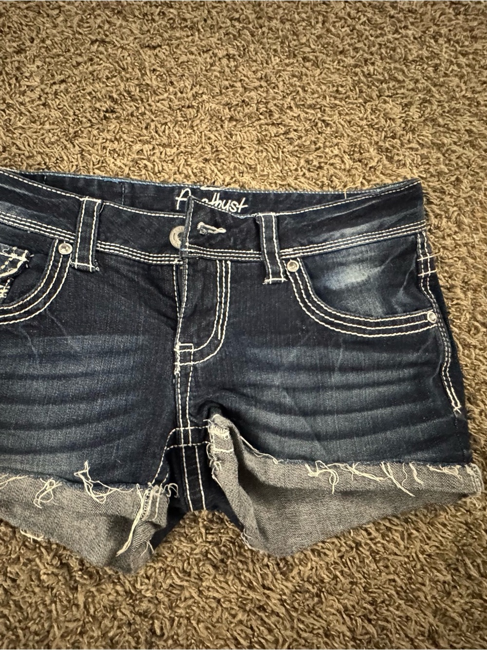 Amethyst Jeans Dark Indigo Distressed Roll-Cuff Women’s Shorts
